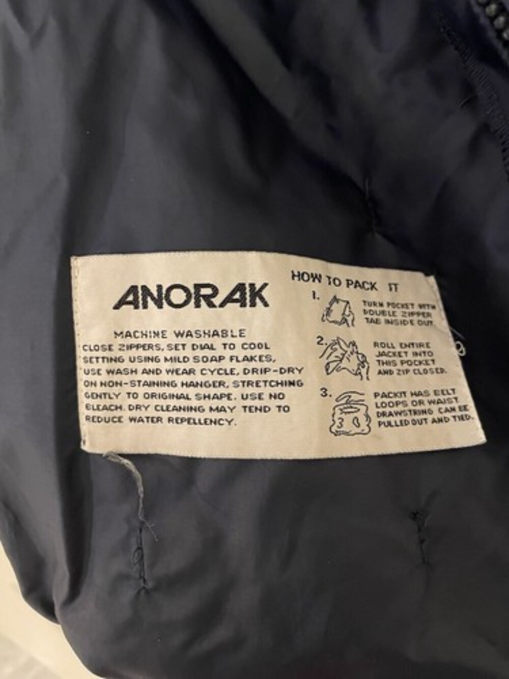 Vintage L.L. Bean 80s-90s Packable Navy Anorak Zip Up Hooded Windbreaker SzM - Picture 2 of 8